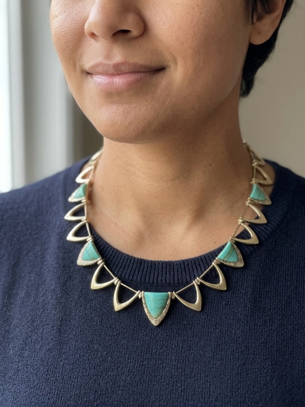 House of Harlow 1960 Gold-Tone Necklace with Faux Turquoise Accents